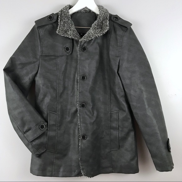 Other - EUC Charcoal gray black PU winter coat XL